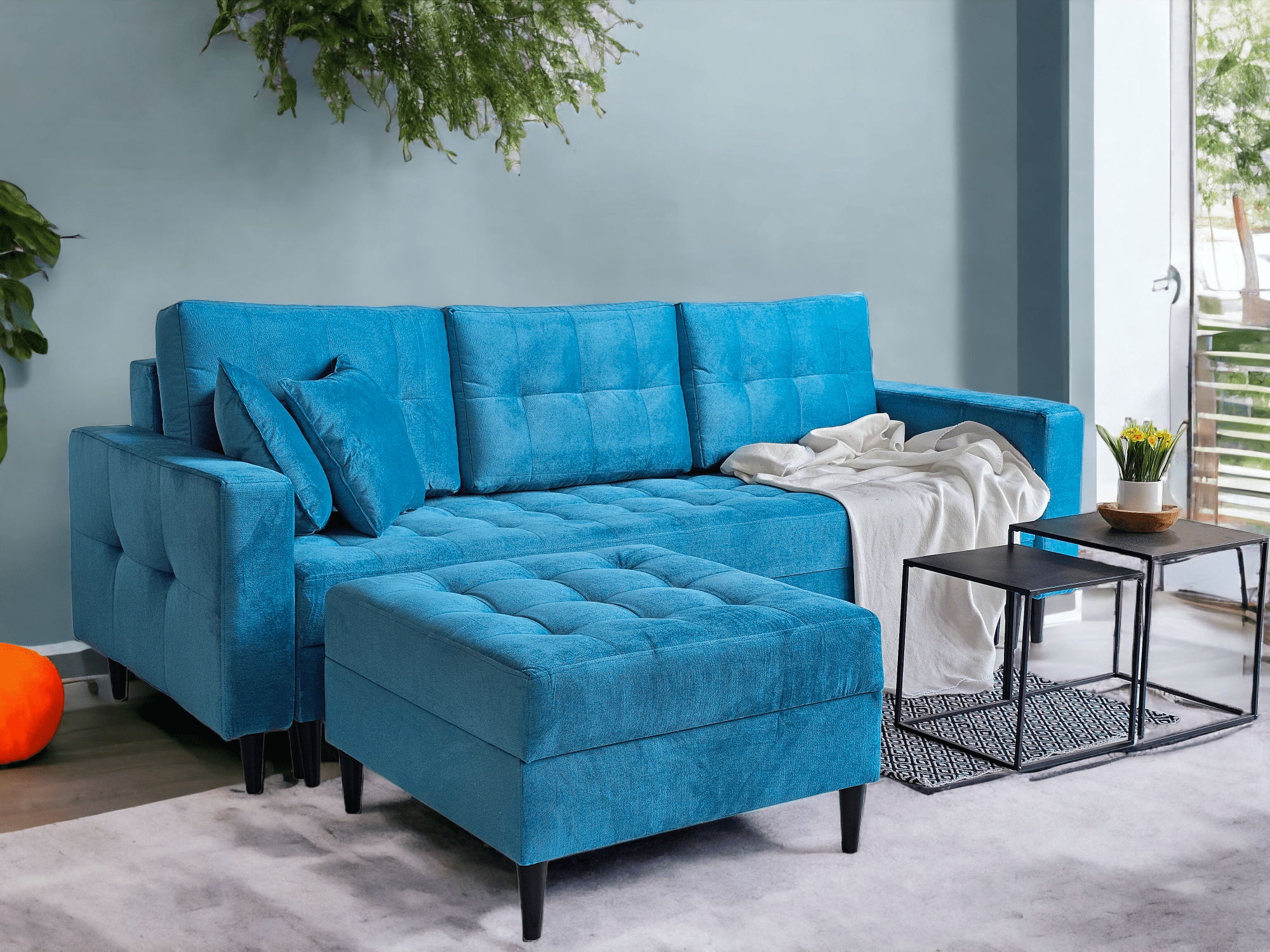 Kanapa/Sofa PORTO. Pufa w zestawie. Styl Skandynawski. - obrazek 3