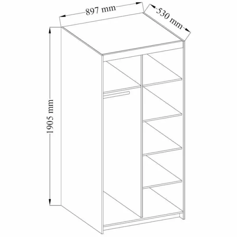 Biała Szafa dwudrzwiowa Ele 2 D w stylu loftowym - obrazek 2