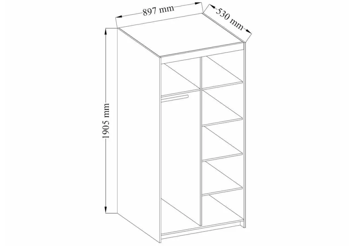Biała Szafa dwudrzwiowa Ele 2 D w stylu loftowym - obrazek 3