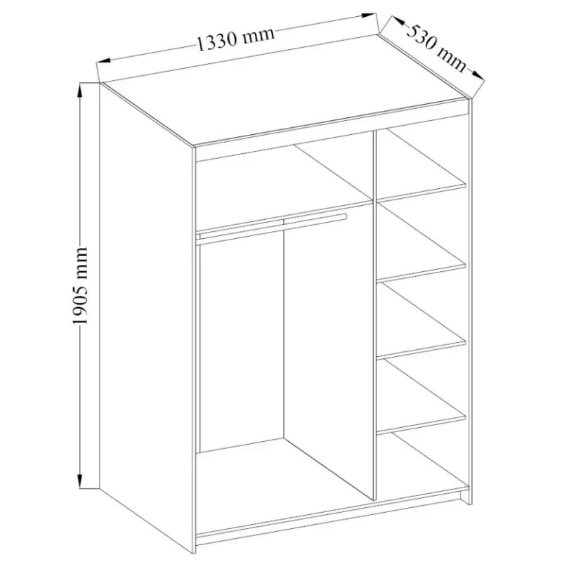 Nowoczesna szafa Ele 3 z lustrem w kolorze dąb lefkas - obrazek 2