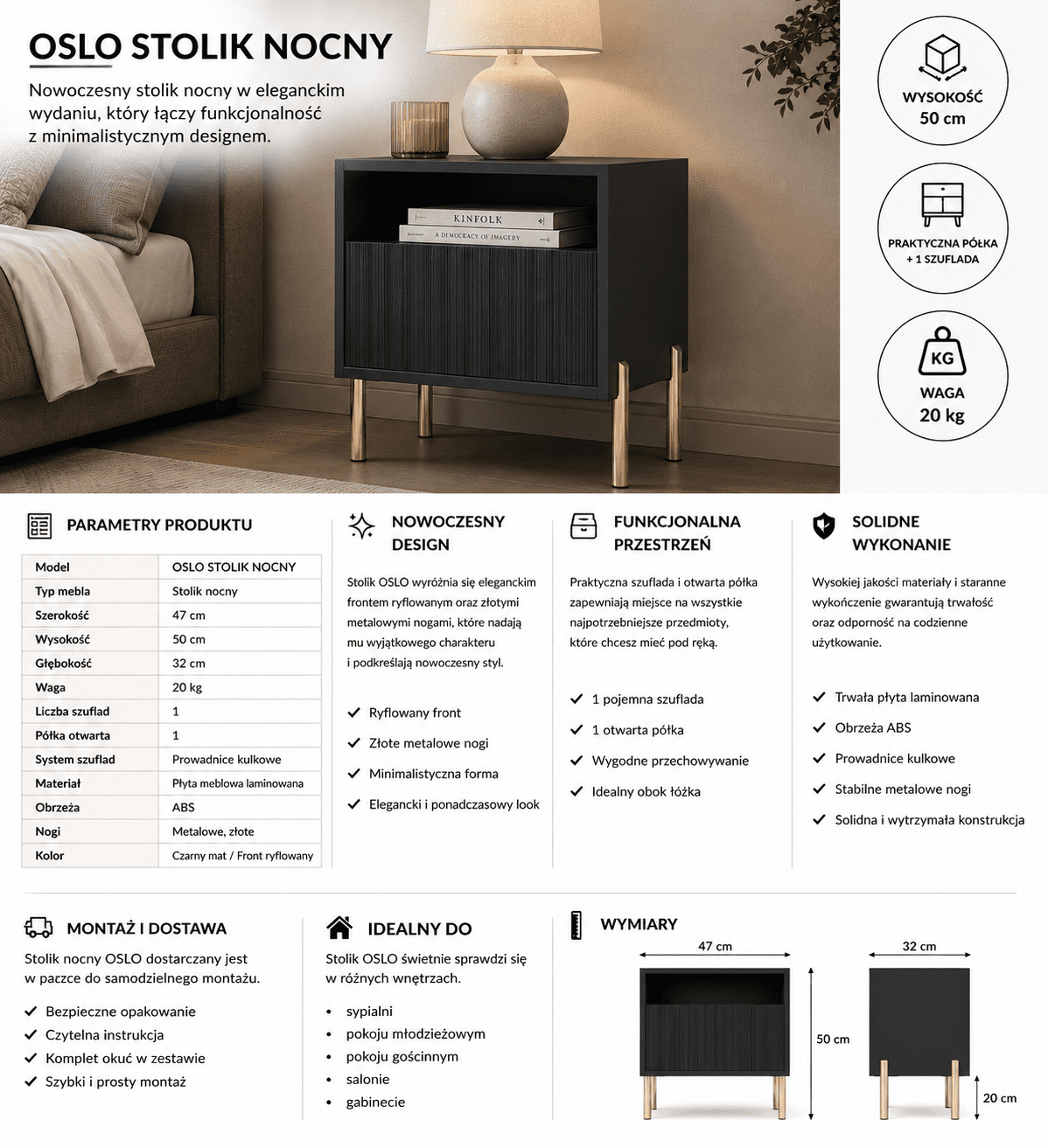 Stolik nocny OSLO - obrazek 6