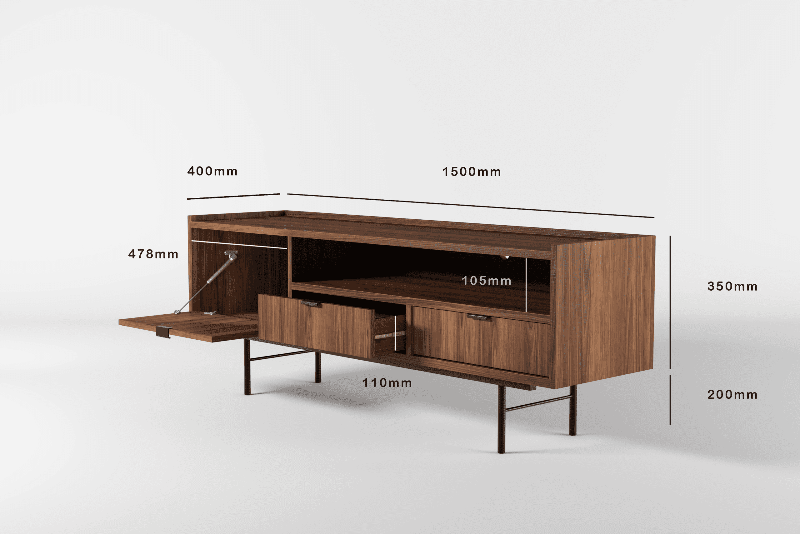 Szafka RTV EDISON 150 Warmia Walnut - obrazek 5