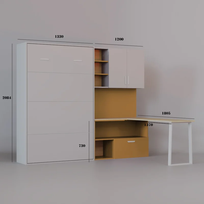 Regał z biurkiem. FLEXI BED LUMIO – KASZMIR / ŻÓŁTY CURRY - obrazek 5