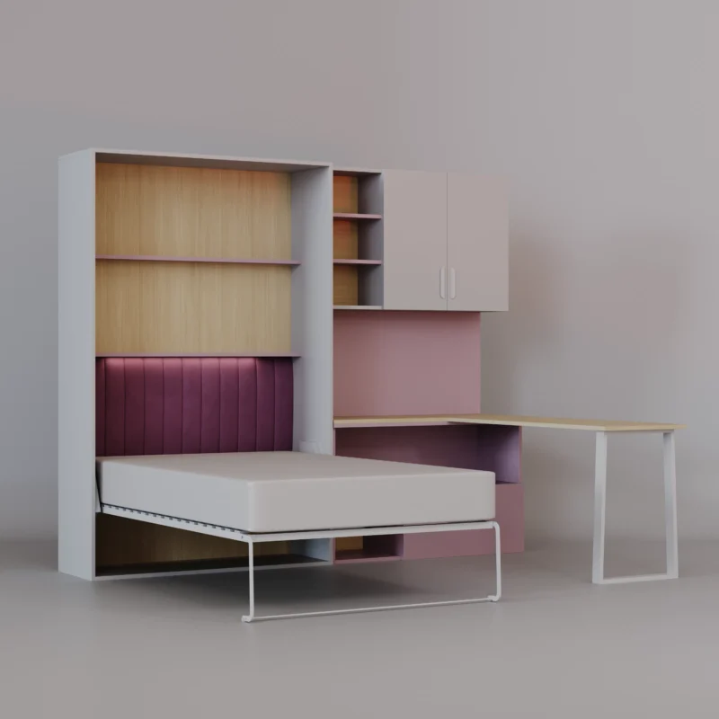 Półkotapczan + regał z biurkiem FLEXI BED LUMIO – KASZMIR / MISTYCZNA RÓŻA - obrazek 5