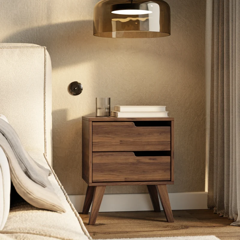 Stolik nocny NORDELO 2S – WARMIA WALNUT - obrazek 2