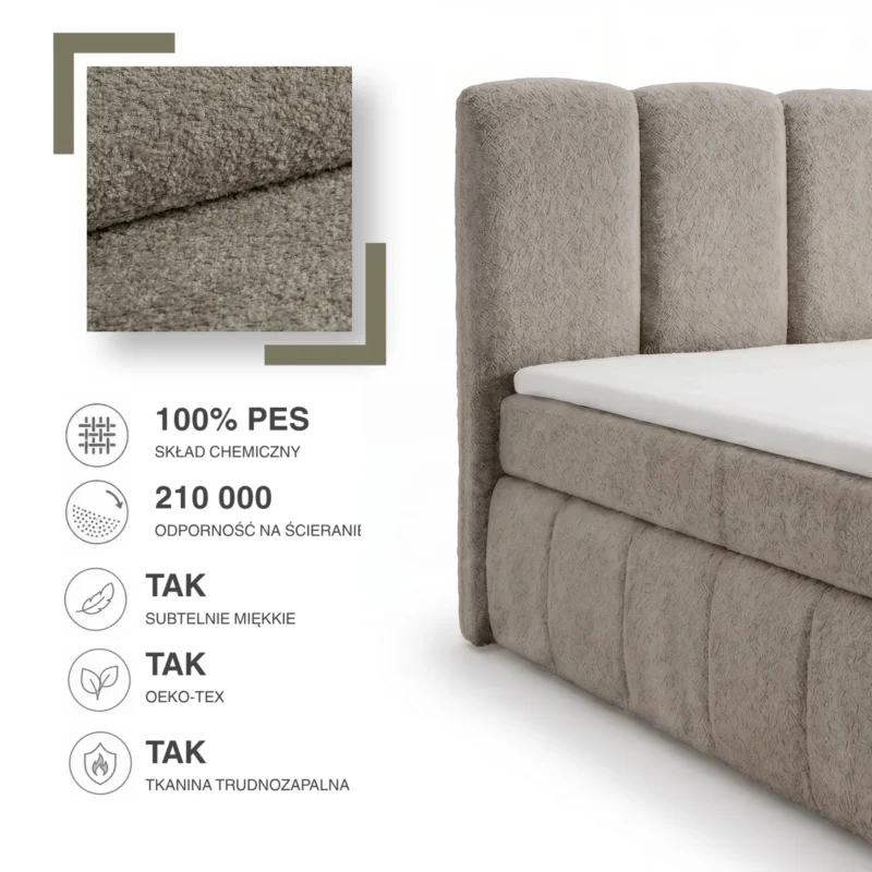 Łóżko Kontynentalne COZY z Materacem i Topperem - obrazek 9