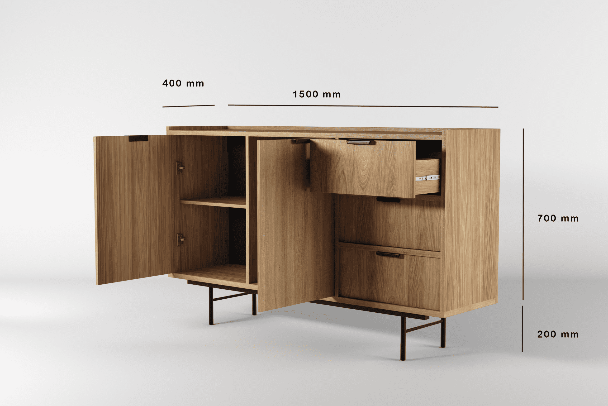 EDISON Komoda 2D3S – Dąb Hikora - obrazek 2