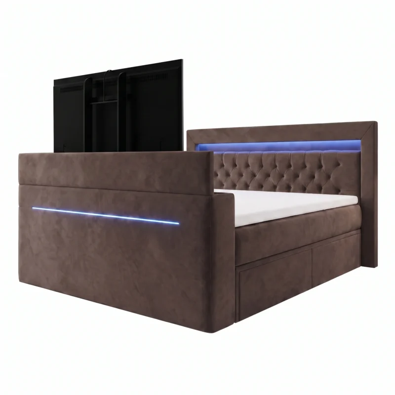 Łóżko tapicerowane VISION z automatycznym stelażem na TV i LED - obrazek 32